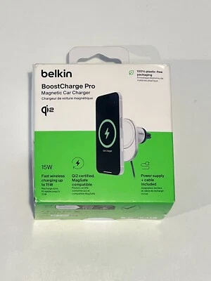 Cargador de ventilación inalámbrico para automóvil Belkin BoostCharge Pro Magsafe 15W Qi2 - gris Foto 1 de 2