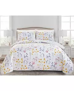 Great Bay Home Marianne Floral 3-Piece Quilt Set Colorful Bouquets White King - Picture 1 of 7
