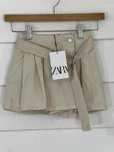 New ZARA Girl Beige 100% Cotton Skort Uniform School Shorts 7 Years Y866 - Picture 1 of 11