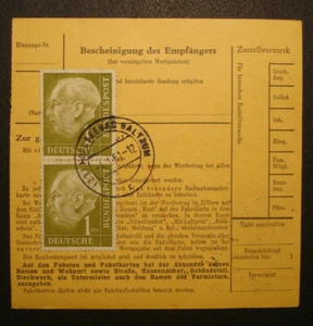 Tarjeta de paquete: HEUSS, 2 x 1M, Mi. 194,PAREJA VERTICAL con St. "BALTRUM 4.1.61" - Imagen 1 de 2