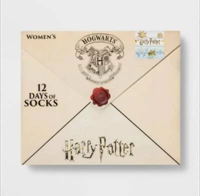 Womens 12 Days of Socks Harry Potter Hogwarts Letter Envelope Christmas Advent - Image 1 of 2