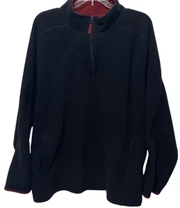 Basic Editions Men's Fleece Pullover Jacket Half Zip L Navy Blue Red Outerwear - Picture 1 of 8