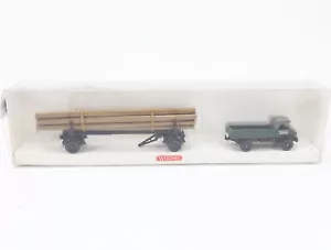 Wiking H0 0995 95 modellino auto unimog con rimorchio in legno lungo 1:87 - Foto 1 di 2