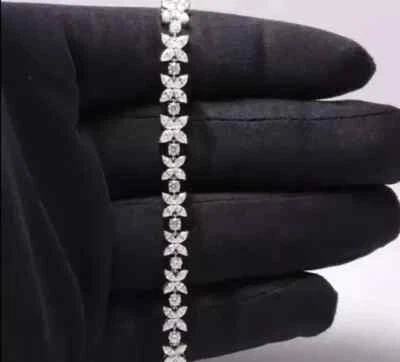 9Ct Marquise Cut  Diamond Tennis Bracelet 14K White Gold Plated Jewellery - Image 1 of 4
