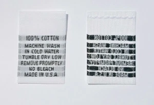 100 PCS WHITE WOVEN CLOTHING SEWING CARE LABEL TAG - 100% COTTON - MACHINE WASH - Picture 1 of 1