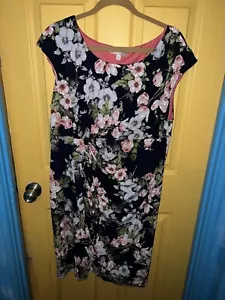 Midi Kleid Blumen Kurzarm Größe 18 Damen Plissee Seitenkleid Scheune - Bild 1 von 4