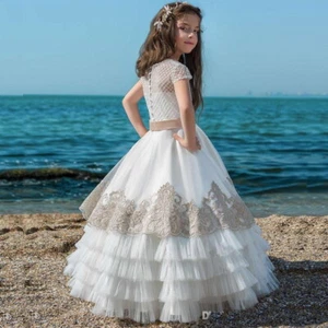 Wedding Party Flower Girl Dress Holy Communion Party Prom Princess Pageant Dress - Picture 1 of 5