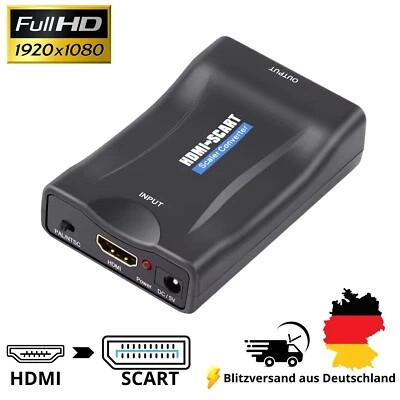TECHMARKT24 HDMI auf SCART Adapter Konverter AV Wandler 1080P Full HD TV Scaler + Kabel NEU