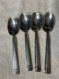 AMSTERDAM Oneida ( 4 ) Oval Soup Spoons  Stainless Flatware Glossy And Frosted - Picture 1 of 7