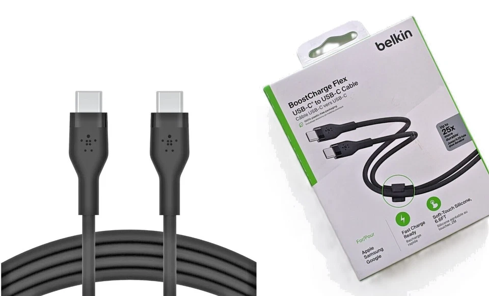 Belkin BOOSTCHARGE Silicone Charging Sync Cable USB-C - USB-C for iPhone Samsung - Image 1 of 2