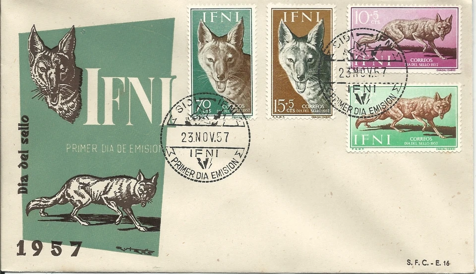 FDC Spain IFNI Stamp Day 1957 / Fox - Image 1 of 1