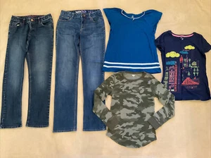 Gap Lands End Old navy girls 12 14 lot jeans shirts - Picture 1 of 10