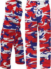Red White Blue Camo BDU Pants USA Patriotic Army American Military Fatigues