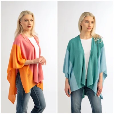 Simply Noelle bordeaux Cardi wrap shawl pashmina multi Ocean blue or Citrus - Image 1 of 4