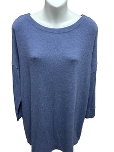 J. Jill Womens Wearever Shirt Size Medium Tall 3/4 Sleeve Pullover Blue Blouse - Picture 1 of 13
