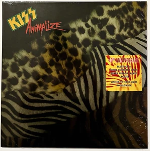 KISS-Animalize LP Black Ice & White Cornetto Vinyl Limited Ed. New + L T-Shirt - Picture 1 of 4