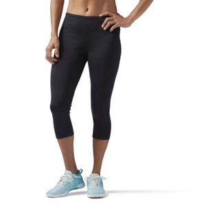 Womens Reebok Workout Ready Capri Sz XSmall Training Black NWT Speedwick 7416 - Picture 1 of 11