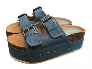 Damen-Sandalen aus Kork flache Form Größe 5 in Denimfarbe - Bild 1 von 5