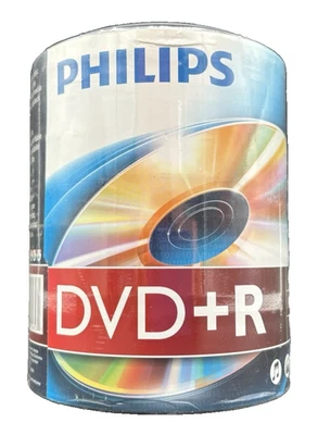 100 PHILIPS Logo 16X DVD-R DVDR Recordable Blank Disc 4.7GB 120Min - NEW - Image 1 of 4