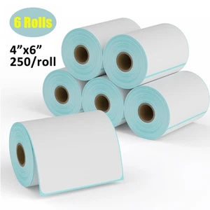 6 Rolls 4"x6" Direct Thermal Shipping Labels 250/Roll for Zebra & Rollo Printers - Picture 1 of 11