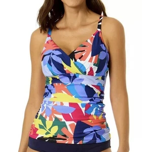 Anne Cole Tropical Floral Tankini Underwire Top Swim Size 32C/34B - Picture 1 of 9