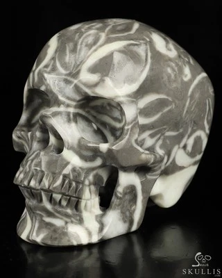 Calavera de cristal tallada a mano de mármol concha marina de 5,0", súper realista, curativa Foto 1 de 4