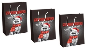 Geschenktüte XMAS Cat (3er Set) 23x17 cm - "Weihnachten kann mich mal!" - Bild 1 von 1