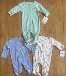 Carters Baby Mädchen 3er Set einteilig Pyjama Jammies neu mit Etikett Neu mit Etikett & 3 Monate - Bild 1 von 14