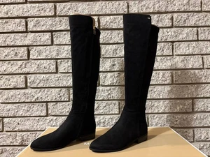 NEU! Michael Kors Bromley flache kniehohe Stretch-Wildlederstiefel schwarz Damen 10M - Bild 1 von 9