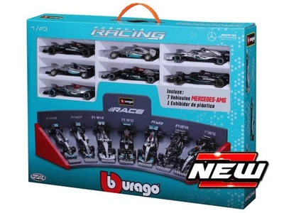 MODELLINO AUTO STATICO BURAGO MERCEDES F1 SET 7x W05 W07 W10 W12 W13 W14 W15 - Immagine 1 di 4