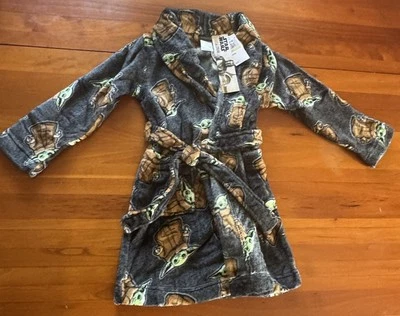 Child Size 6 Official Star Wars Baby Yoda Bath Robe Sleepwear Mandalorian Disney - Image 1 of 4