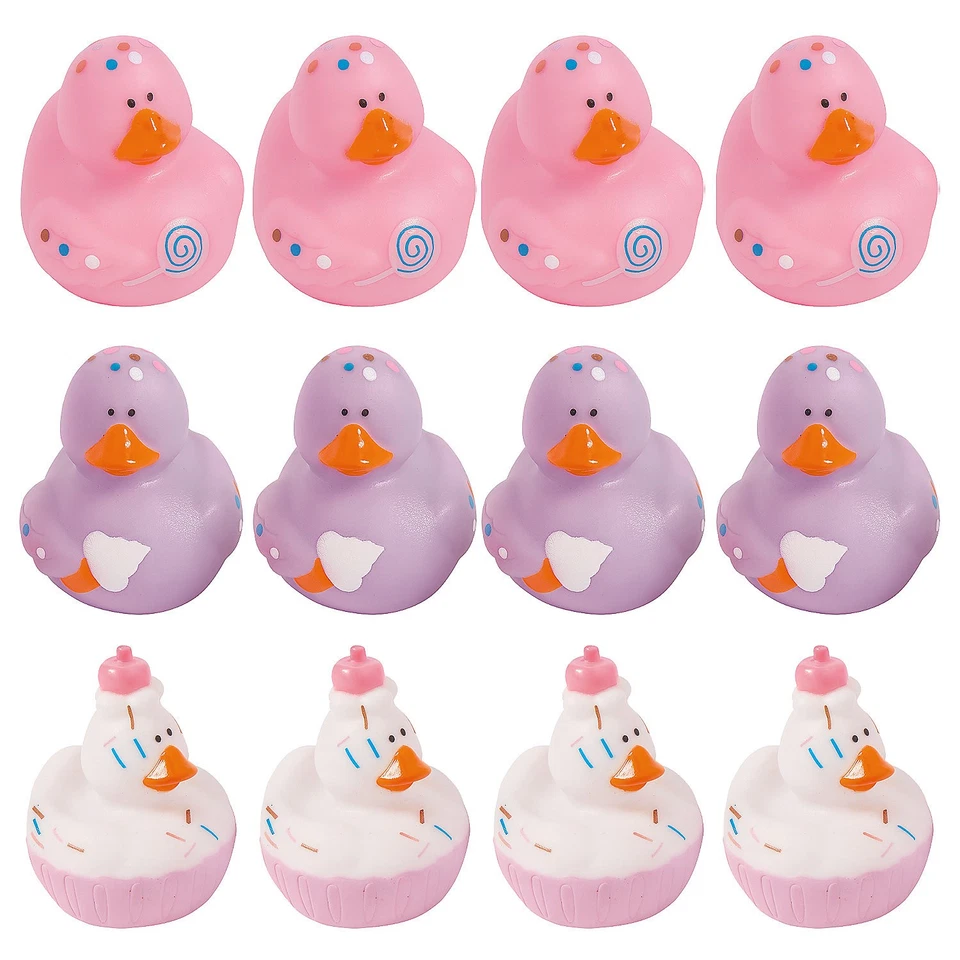 Patos de goma de vinilo púrpura, rosa y blanco Sweet Treats de 2 1/2" - 12 piezas Foto 1 de 1
