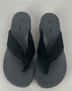 Clarks Womens Arla Glison Size 8 Fabric Ortholite Wedge Thong Sandal-BRAND NEW - Picture 1 of 5