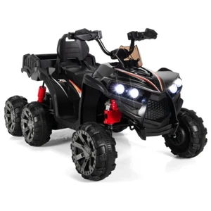 12V Kinderquad Elektro mit Stauraum, LED-Lichtern, 3-6 Km/h, Schwarz - Bild 1 von 9