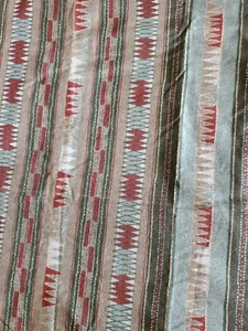 Sewing Fabric Geometric Stripe Tribal Southwest Cotton 34.5x45" Greens & Rust - Picture 1 of 5