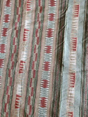 Sewing Fabric Geometric Stripe Tribal Southwest Cotton 34.5x45" Greens & Rust - Image 1 of 4