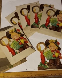 6 Lg Rare Hallmark Trademark Christmas Nephew Cards 1949-52 Features Scribbles - Picture 1 of 11