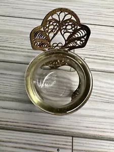 Salt Dish Vintage Silver Plated Glass Russian Chair Shaped Filigree Open Salt - Picture 1 of 5