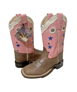 Old West Westernstiefel Mädchen Größe 2 D breite eckige Zehenpartie BSC1963 - Bild 1 von 6