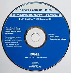 NEW SEALED Dell OptiPlex 320 Resource CD ForWindows~ Reinstall Drivers P/N FK295 - Picture 1 of 3