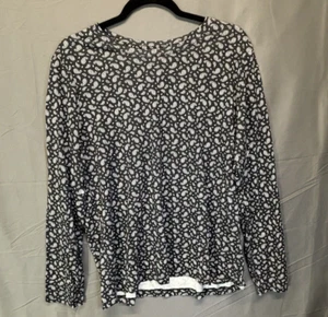Lands End Langarmshirt schwarz/weiß Paisley Large neu ohne Etikett - Bild 1 von 5