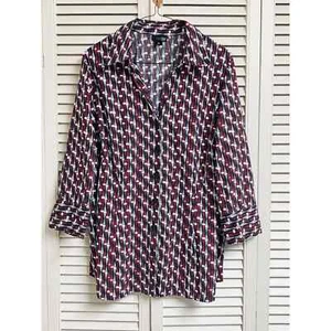 East 5th Button Down Geometric Blouse2X  - Picture 1 of 8