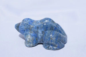 Gemstone  Lapis FROG hand carved 38 grams  1.75" X 1.75 x 1" LI0620 B - Foto 1 di 6