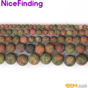 Natural Unakite Jasper Round Frosted Matte Beads Jewelry Making Strand Wholesale - Picture 1 of 64