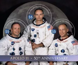 APOLLO 11 NASA Astronauts/First Man on Moon Space Stamp Sheet (2018 St Vincent) - Afbeelding 1 van 1