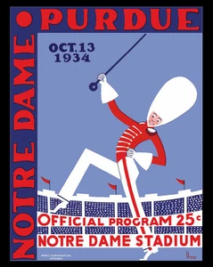 Notre Dame - Purdue Poster of Game Program Cover 1934 - 8x10 Color Photo - Picture 1 of 1