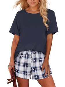 Women Pajama Set Casual Top Short Set - Picture 1 of 14