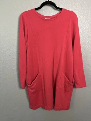 J Jill большой маленький красный платье Shift 100% хлопок французский махровый толстовка карманы - Изображение 1 из 4