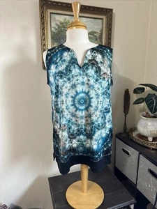 Vintage Y2K Christine Gerard Blouse Top Geometric Sleeveless Shirt V-Neck Sz XL - Picture 1 of 8
