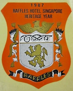 Vintage Raffles Hotel Singapore Paper Sticker No Water Decal Heritage Year 1987 - Picture 1 of 4
